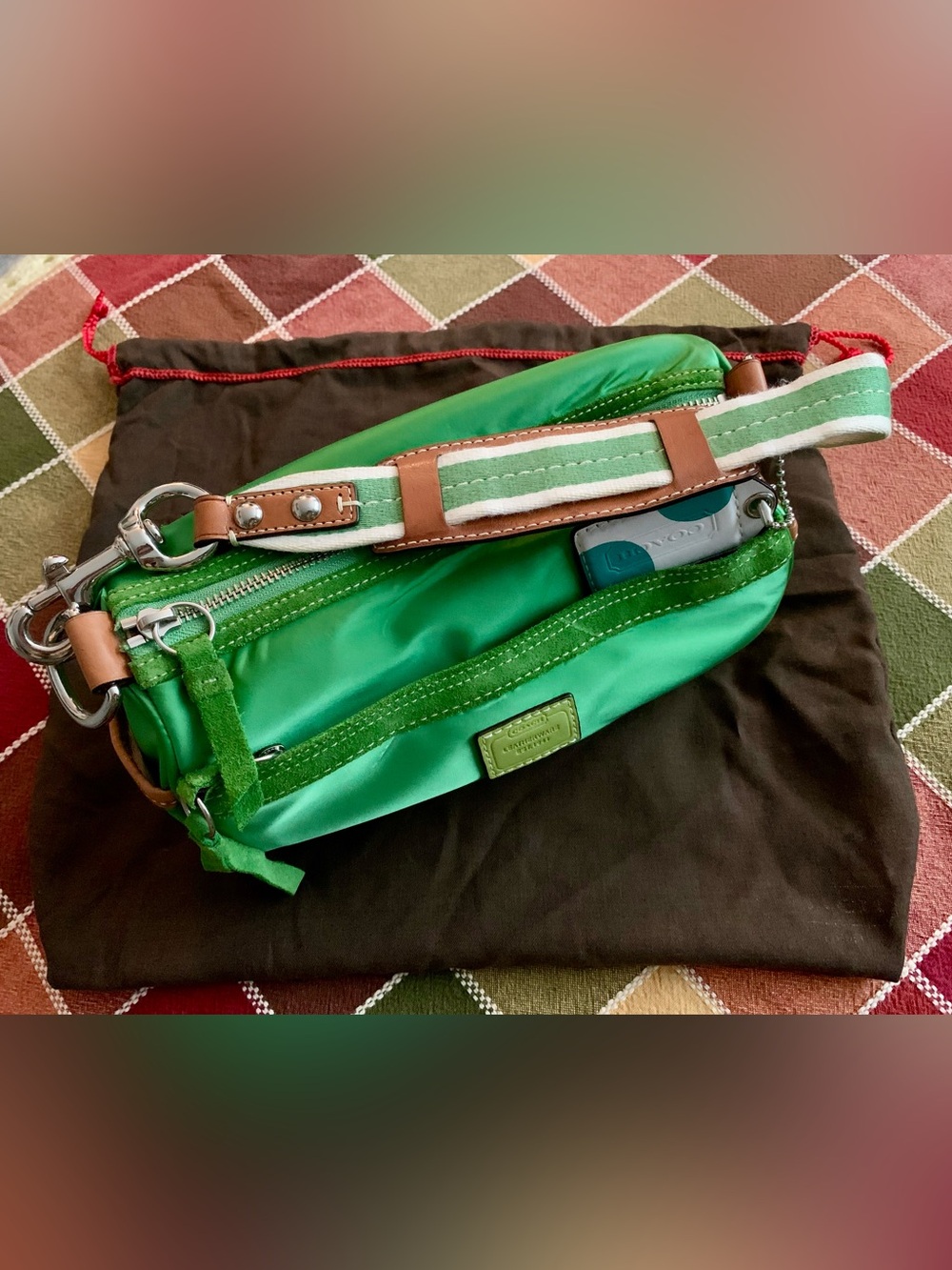 NWT Vintage Coach Green Nylon Barrel Bag
Dust Bag